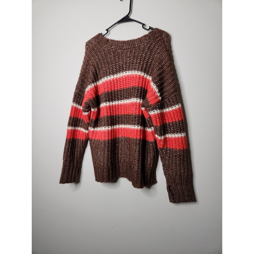 OFFLINE by Aerie Striped Knit Sweater Brown White‎ Oversized Pullover Small - Picture 7 of 8